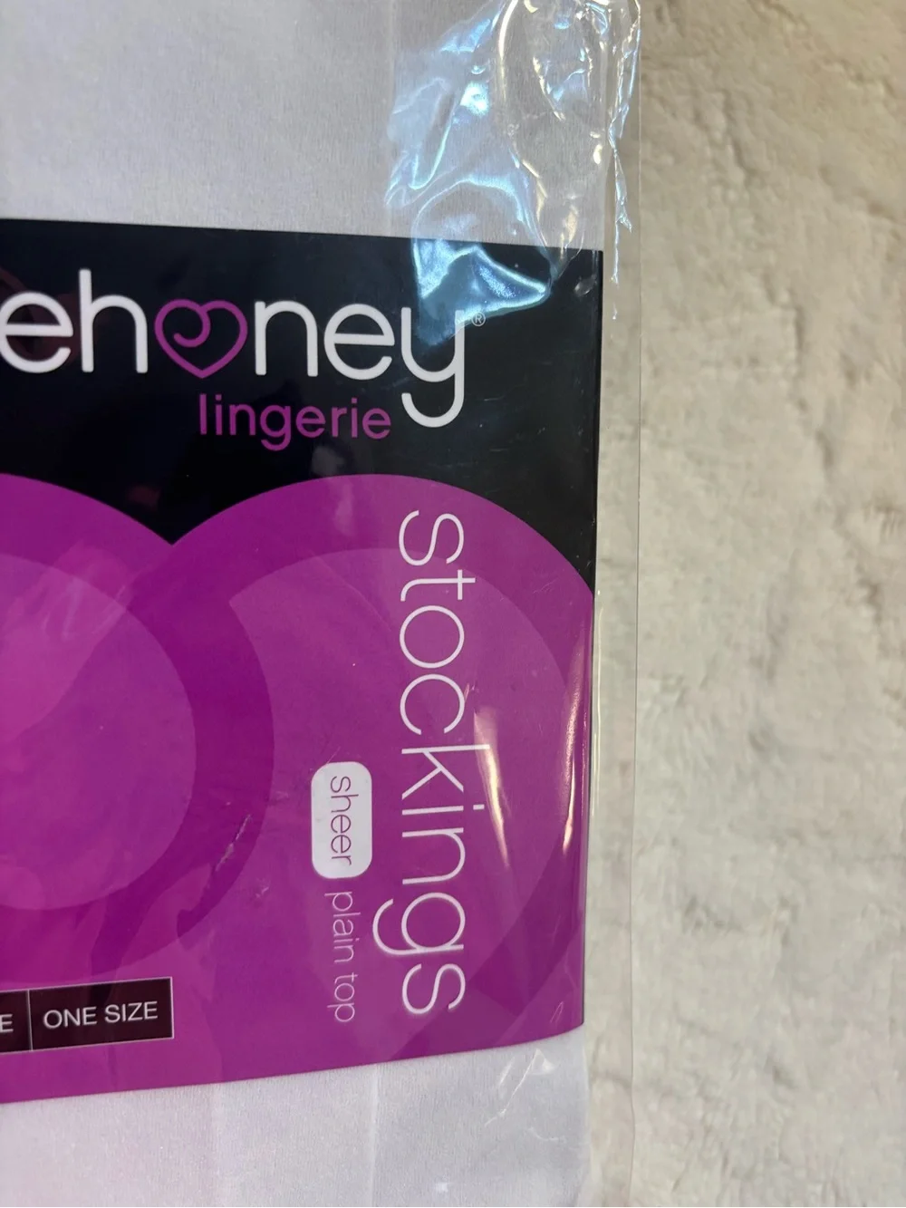 🇺🇸 NEW Lovehoney Stockings - One Size White Sheer Thigh-High Plain Top Nylon